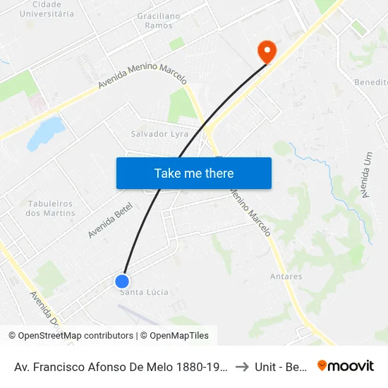 Av. Francisco Afonso De Melo 1880-1942 - Santa Lúcia Maceió - Al 57082-065 Brasil to Unit - Benedito Bentes map