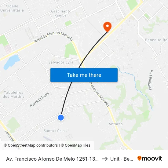 Av. Francisco Afonso De Melo 1251-1319 - Santa Lúcia Maceió - Al 57082-065 Brasil to Unit - Benedito Bentes map