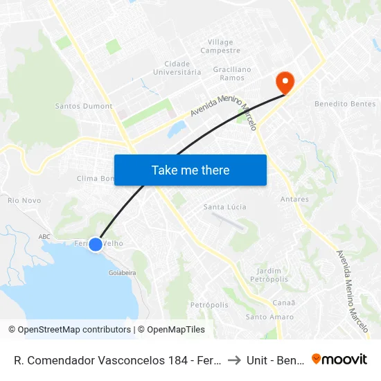 R. Comendador Vasconcelos 184 - Fernão Velho Maceió - Al 57070-070 Brasil to Unit - Benedito Bentes map