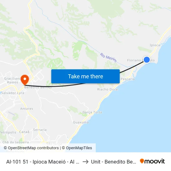 Al-101 51 - Ipioca Maceió - Al Brasil to Unit - Benedito Bentes map