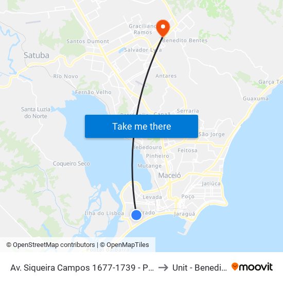 Av. Siqueira Campos 1677-1739 - Prado Maceió - Al Brasil to Unit - Benedito Bentes map