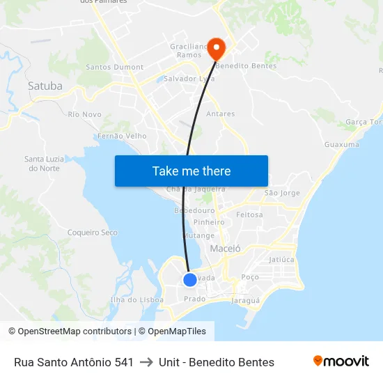 Rua Santo Antônio 541 to Unit - Benedito Bentes map