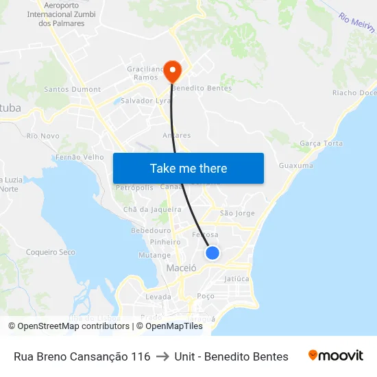 Rua Breno Cansanção 116 to Unit - Benedito Bentes map