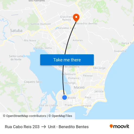 Rua Cabo Reis 203 to Unit - Benedito Bentes map
