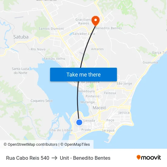 Rua Cabo Reis 540 to Unit - Benedito Bentes map