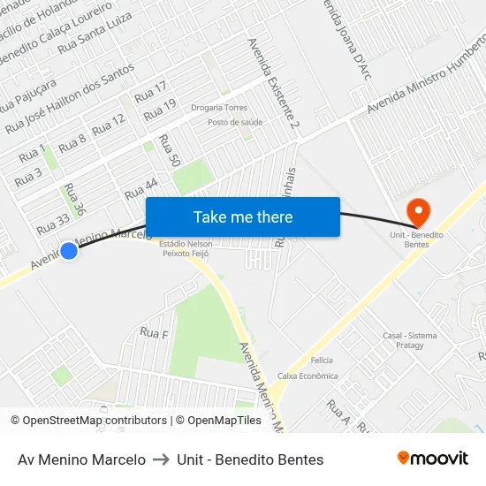 Av Menino Marcelo to Unit - Benedito Bentes map