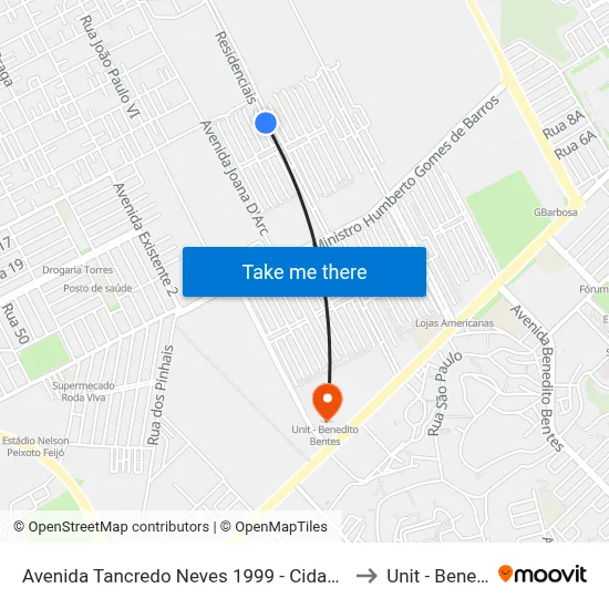 Avenida Tancredo Neves 1999 - Cidade Universitária Maceió - Al Brasil to Unit - Benedito Bentes map