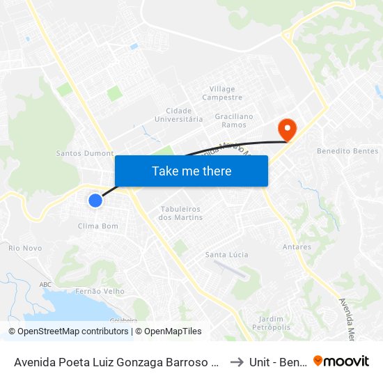 Avenida Poeta Luiz Gonzaga Barroso Clima Bom Maceió - Alagoas 57075 Brasil to Unit - Benedito Bentes map