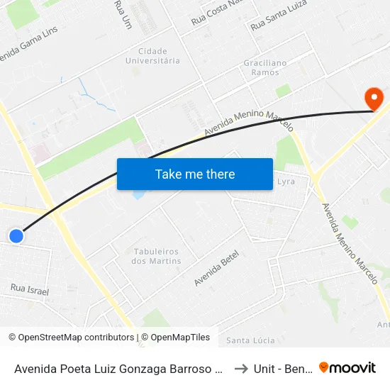 Avenida Poeta Luiz Gonzaga Barroso Clima Bom Maceió - Alagoas 57075 Brasil to Unit - Benedito Bentes map