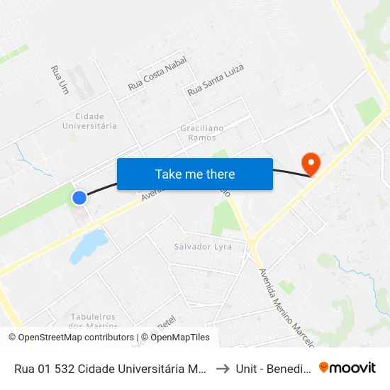 Rua 01 532 Cidade Universitária Maceió - Alagoas Brasil to Unit - Benedito Bentes map