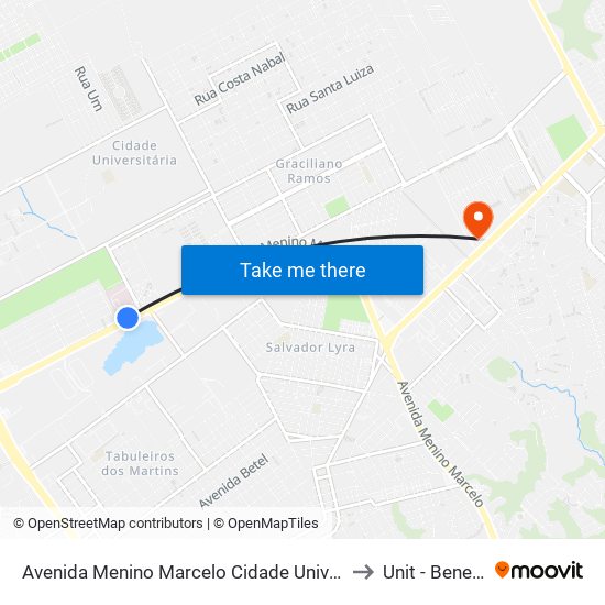 Avenida Menino Marcelo Cidade Universitária Maceió - Alagoas Brasil to Unit - Benedito Bentes map