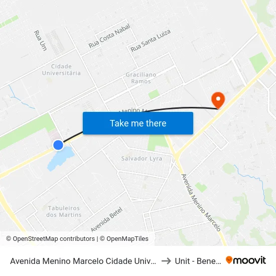 Avenida Menino Marcelo Cidade Universitária Maceió - Alagoas Brasil to Unit - Benedito Bentes map