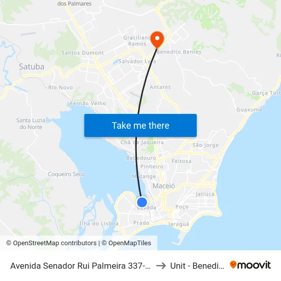 Avenida Senador Rui Palmeira 337-419 - Levada Al Brasil to Unit - Benedito Bentes map