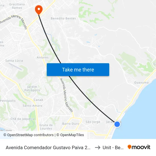 Avenida Comendador Gustavo Paiva 2061 Jacarecica Maceió - Alagoas 57033 Brasil to Unit - Benedito Bentes map