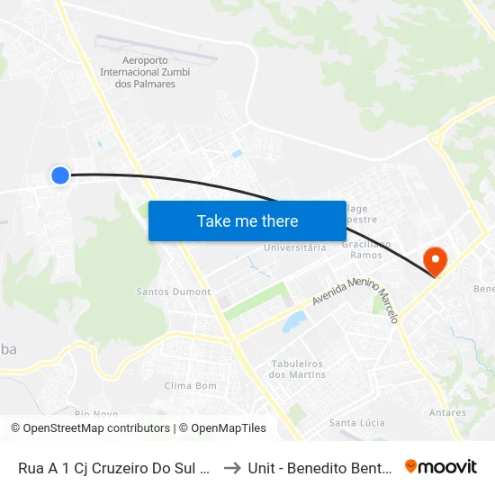 Rua A 1 Cj Cruzeiro Do Sul 28 to Unit - Benedito Bentes map