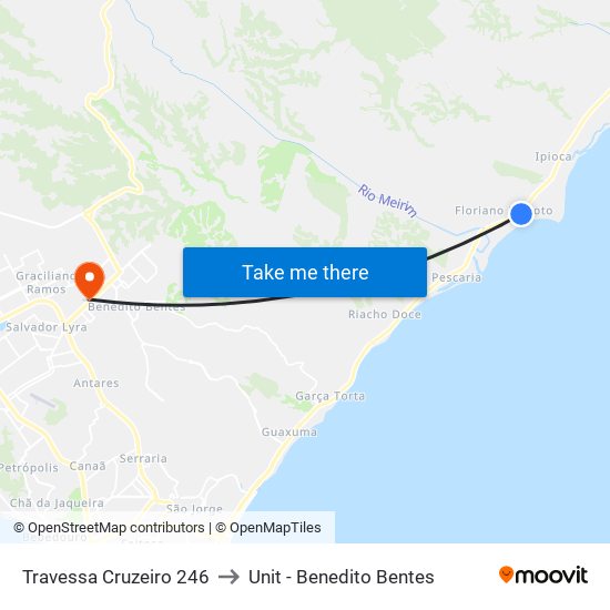 Travessa Cruzeiro 246 to Unit - Benedito Bentes map