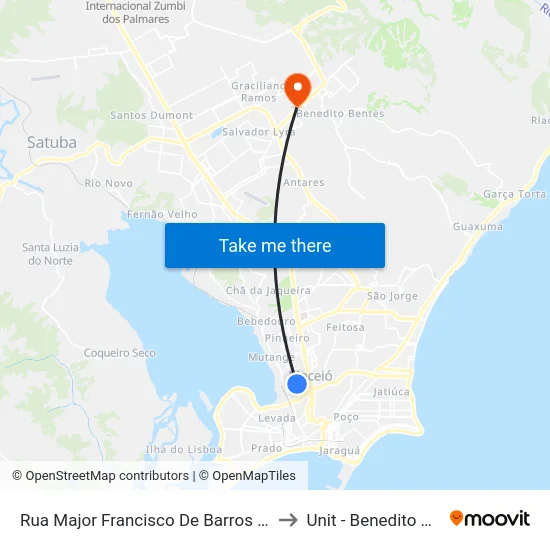 Rua Major Francisco De Barros Rêgo 223 to Unit - Benedito Bentes map