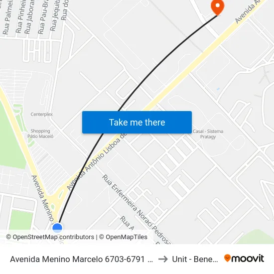 Avenida Menino Marcelo 6703-6791 - Barro Duro Maceió - Al Brasil to Unit - Benedito Bentes map