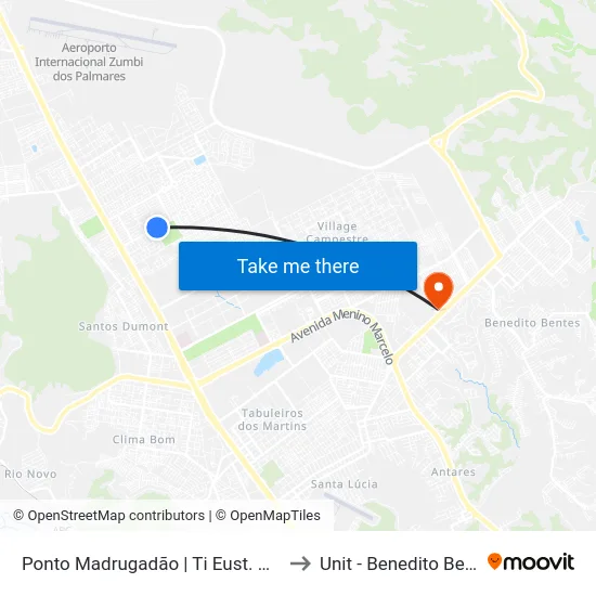 Ponto Madrugadão | Ti Eust. Gomes to Unit - Benedito Bentes map