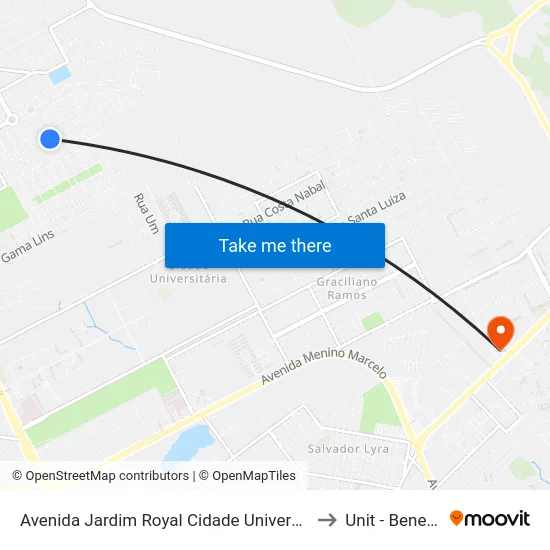 Avenida Jardim Royal Cidade Universitária Maceió - Alagoas Brasil to Unit - Benedito Bentes map