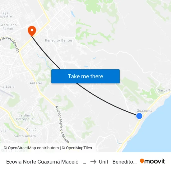 Ecovia Norte Guaxumã Maceió - Alagoas Brasil to Unit - Benedito Bentes map