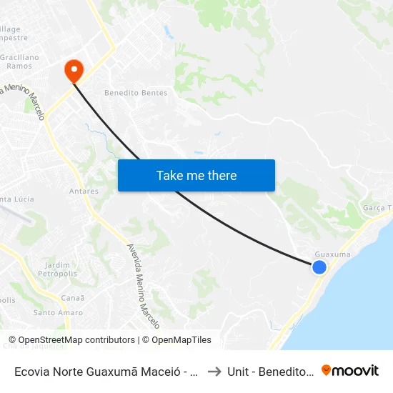 Ecovia Norte Guaxumã Maceió - Alagoas Brasil to Unit - Benedito Bentes map