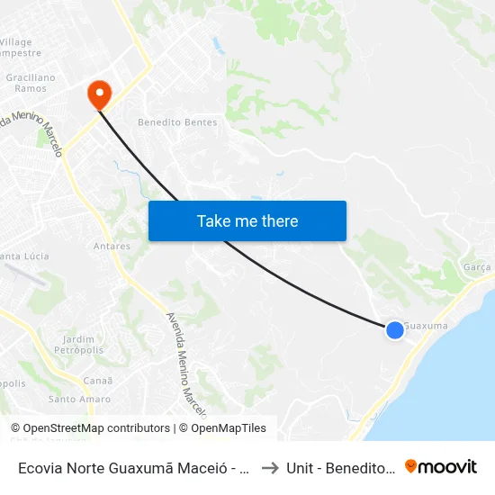 Ecovia Norte Guaxumã Maceió - Alagoas Brasil to Unit - Benedito Bentes map