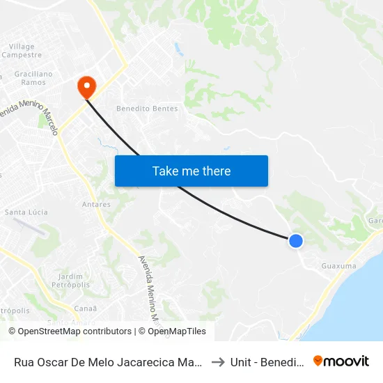 Rua Oscar De Melo Jacarecica Maceió - Alagoas Brasil to Unit - Benedito Bentes map