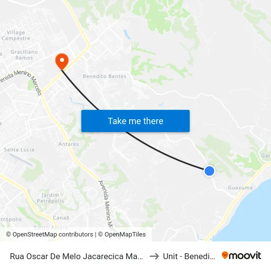 Rua Oscar De Melo Jacarecica Maceió - Alagoas Brasil to Unit - Benedito Bentes map