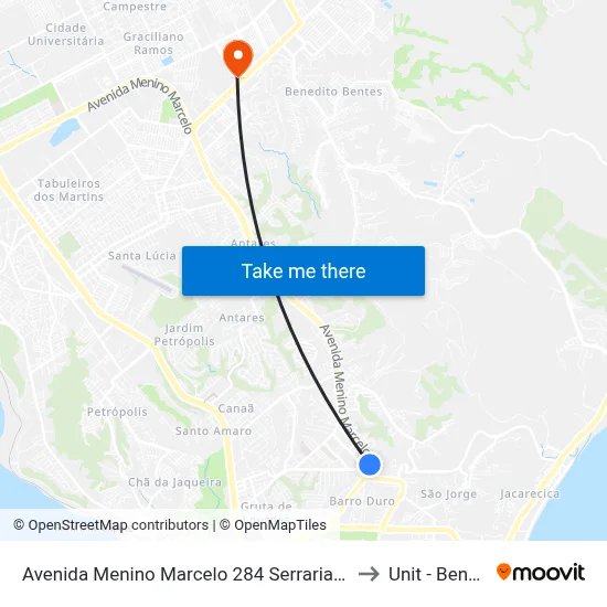 Avenida Menino Marcelo 284 Serraria Maceió - Alagoas 57045-660 Brasil to Unit - Benedito Bentes map