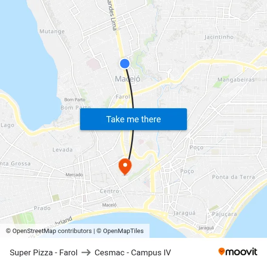 Super Pizza - Farol to Cesmac - Campus IV map