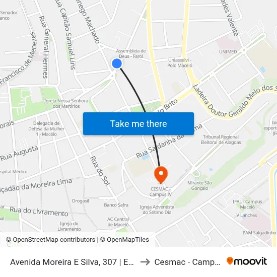 Avenida Moreira E Silva, 307 | Embratel to Cesmac - Campus IV map
