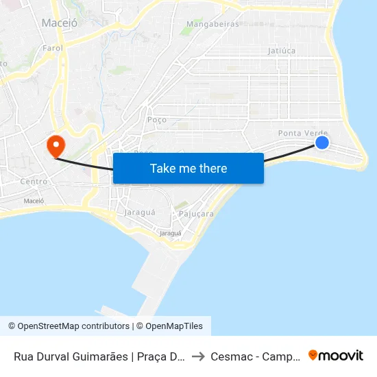 Rua Durval Guimarães | Praça Do Skate to Cesmac - Campus IV map