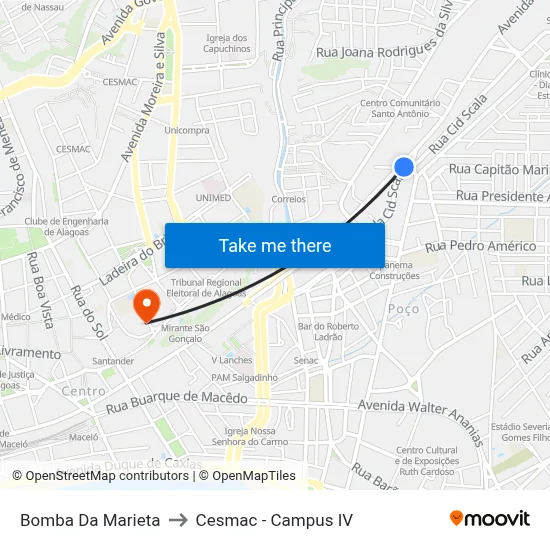 Bomba Da Marieta to Cesmac - Campus IV map