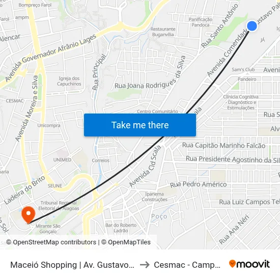 Maceió Shopping | Av. Gustavo Paiva to Cesmac - Campus IV map