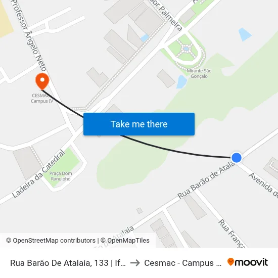 Rua Barão De Atalaia, 133 | Ifal to Cesmac - Campus IV map