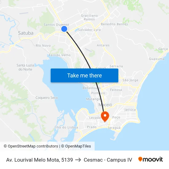 Av. Lourival Melo Mota, 5139 to Cesmac - Campus IV map