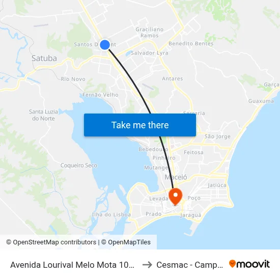 Avenida Lourival Melo Mota 1099 | Ufal to Cesmac - Campus IV map
