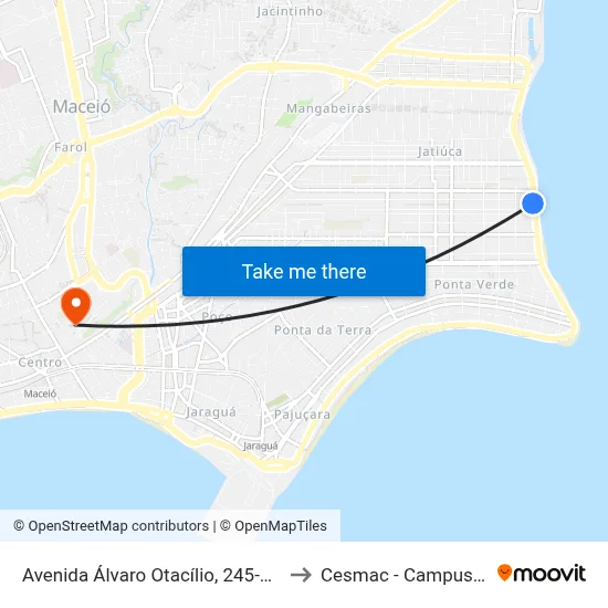 Avenida Álvaro Otacílio, 245-800 to Cesmac - Campus IV map