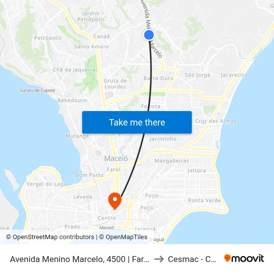 Avenida Menino Marcelo, 4500 | Farmácia Pague Menos to Cesmac - Campus IV map
