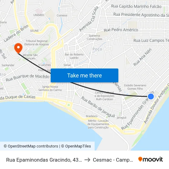 Rua Epaminondas Gracindo, 438-590 to Cesmac - Campus IV map