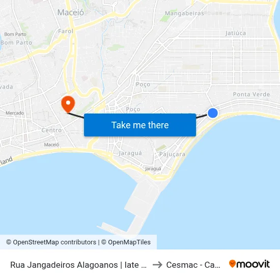 Rua Jangadeiros Alagoanos | Iate Clube Pajuçara to Cesmac - Campus IV map