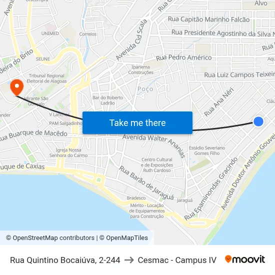 Rua Quintino Bocaiúva, 2-244 to Cesmac - Campus IV map