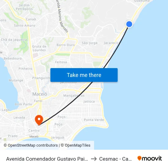 Avenida Comendador Gustavo Paiva, 6822-6994 to Cesmac - Campus IV map