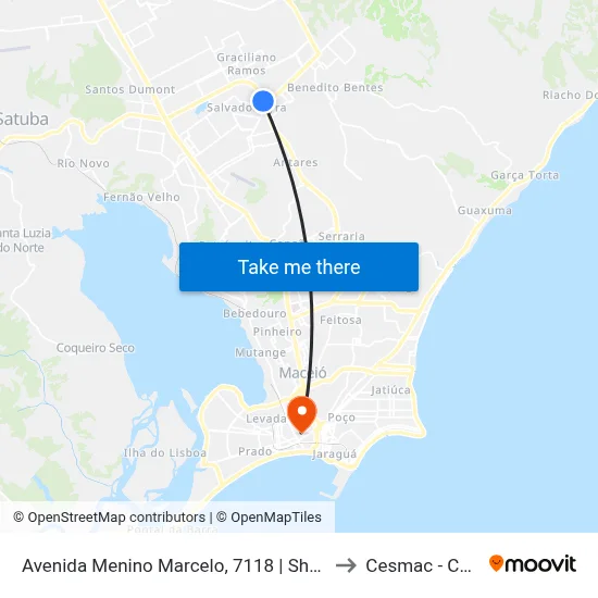 Avenida Menino Marcelo, 7118 | Shopping Pátio Maceió to Cesmac - Campus IV map