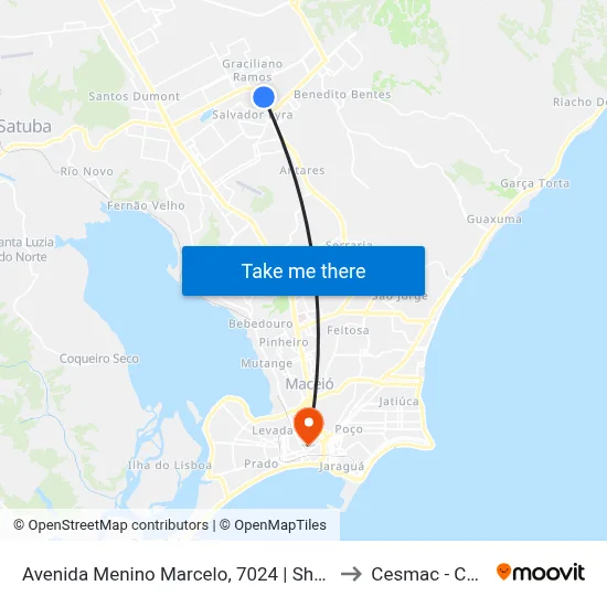 Avenida Menino Marcelo, 7024 | Shopping Pátio Maceió to Cesmac - Campus IV map