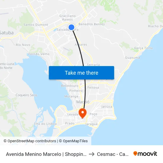 Avenida Menino Marcelo | Shopping Pátio Maceió to Cesmac - Campus IV map