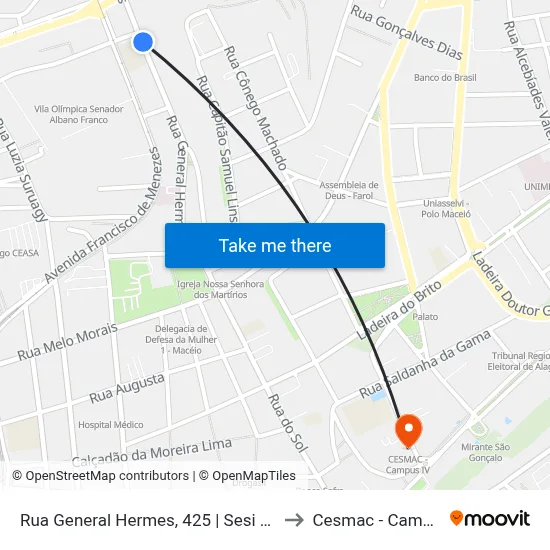 Rua General Hermes, 425 | Sesi Cambona to Cesmac - Campus IV map