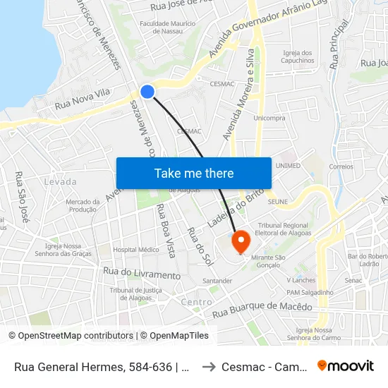 Rua General Hermes, 584-636 | Unicompra to Cesmac - Campus IV map