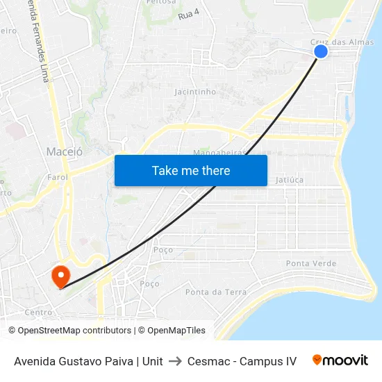 Avenida Gustavo Paiva | Unit to Cesmac - Campus IV map